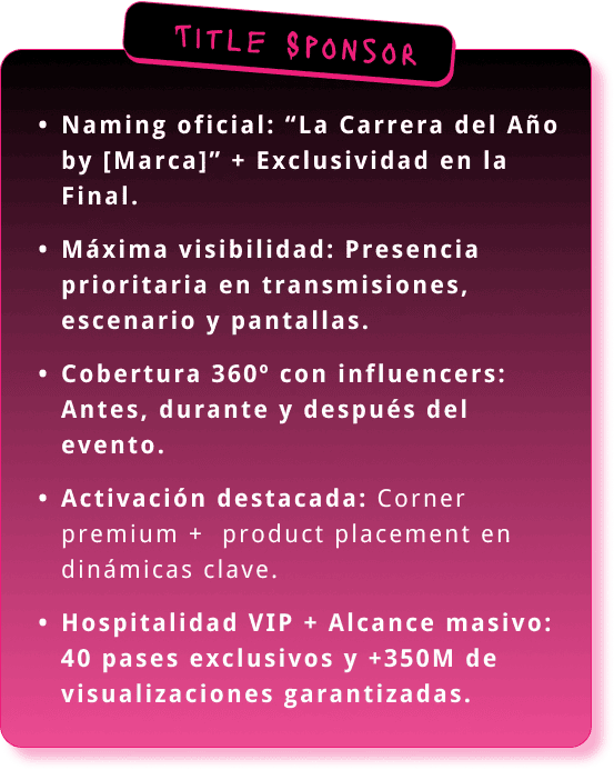 Title Sponsor - La carrera del año